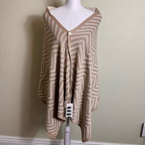 Cruise Club CardiShawl /Sweater Tan‎ Stripe Sparkly NWT Wear 3 Different Styles